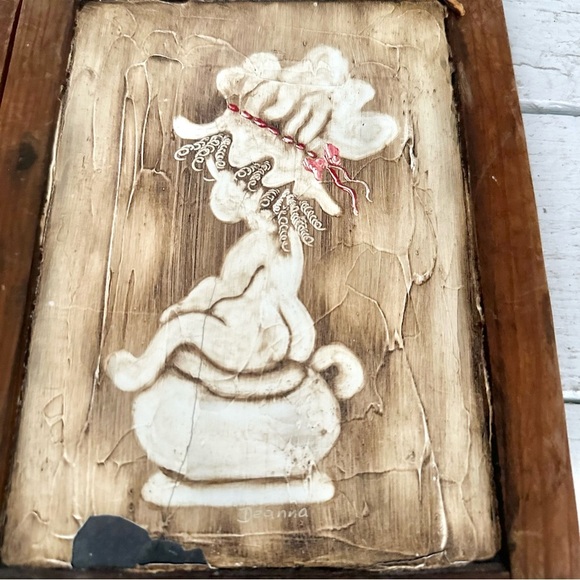 Vintage Boy & Girl Painted Chalkboard Bathing Bathroom Wall Hanging Art Portugal - Picture 4 of 11